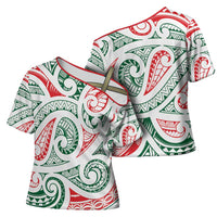 New Zealand Kowhaiwhai Christmas Cross Shoulder Shirt Traditional Maori Koru Pattern - Polynesian Pride