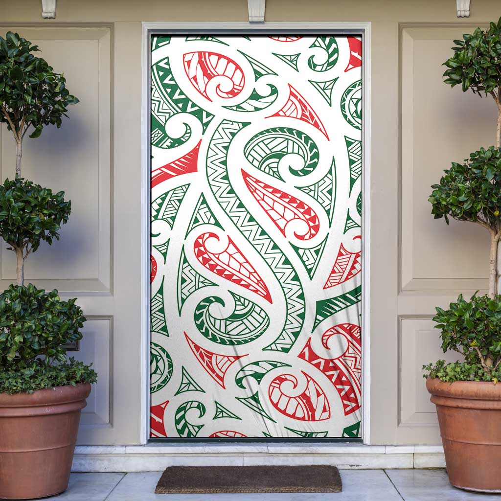 New Zealand Kowhaiwhai Christmas Door Cover Traditional Maori Koru Pattern - Polynesian Pride