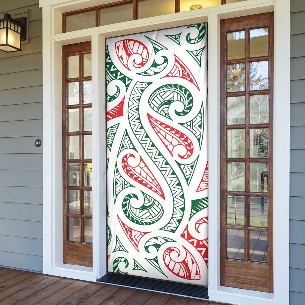 New Zealand Kowhaiwhai Christmas Door Cover Traditional Maori Koru Pattern - Polynesian Pride