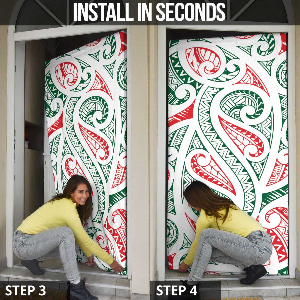 New Zealand Kowhaiwhai Christmas Door Cover Traditional Maori Koru Pattern - Polynesian Pride