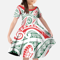 New Zealand Kowhaiwhai Christmas Family Matching Off The Shoulder Long Sleeve Dress and Hawaiian Shirt Traditional Maori Koru Pattern - Polynesian Pride