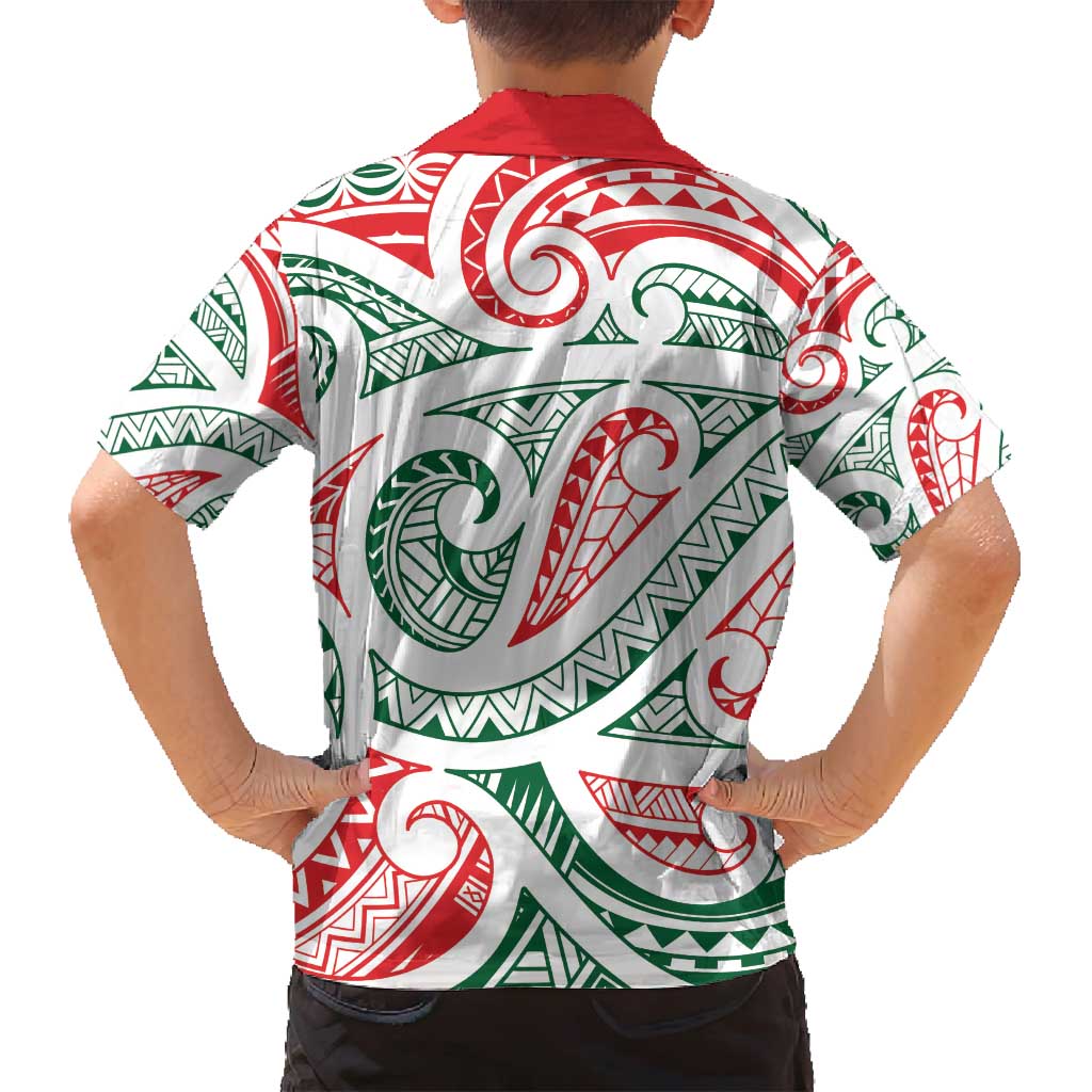New Zealand Kowhaiwhai Christmas Family Matching Off Shoulder Short Dress and Hawaiian Shirt Traditional Maori Koru Pattern - Polynesian Pride