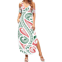 New Zealand Kowhaiwhai Christmas Family Matching Summer Maxi Dress and Hawaiian Shirt Traditional Maori Koru Pattern - Polynesian Pride