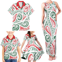 New Zealand Kowhaiwhai Christmas Family Matching Tank Maxi Dress and Hawaiian Shirt Traditional Maori Koru Pattern - Polynesian Pride