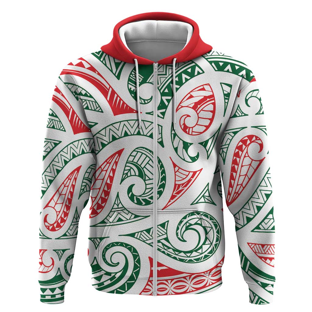 New Zealand Kowhaiwhai Christmas Hoodie Traditional Maori Koru Pattern - Polynesian Pride