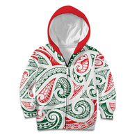 New Zealand Kowhaiwhai Christmas Kid Hoodie Traditional Maori Koru Pattern - Polynesian Pride