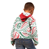 New Zealand Kowhaiwhai Christmas Kid Hoodie Traditional Maori Koru Pattern - Polynesian Pride