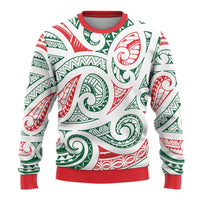 New Zealand Kowhaiwhai Christmas Ugly Christmas Sweater Traditional Maori Koru Pattern - Polynesian Pride