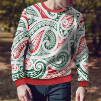 New Zealand Kowhaiwhai Christmas Ugly Christmas Sweater Traditional Maori Koru Pattern - Polynesian Pride