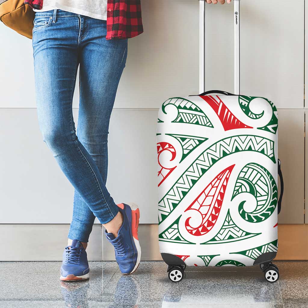 New Zealand Kowhaiwhai Christmas Luggage Cover Traditional Maori Koru Pattern - Polynesian Pride