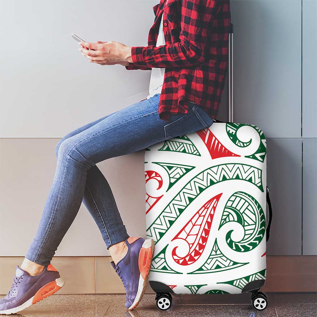 New Zealand Kowhaiwhai Christmas Luggage Cover Traditional Maori Koru Pattern - Polynesian Pride