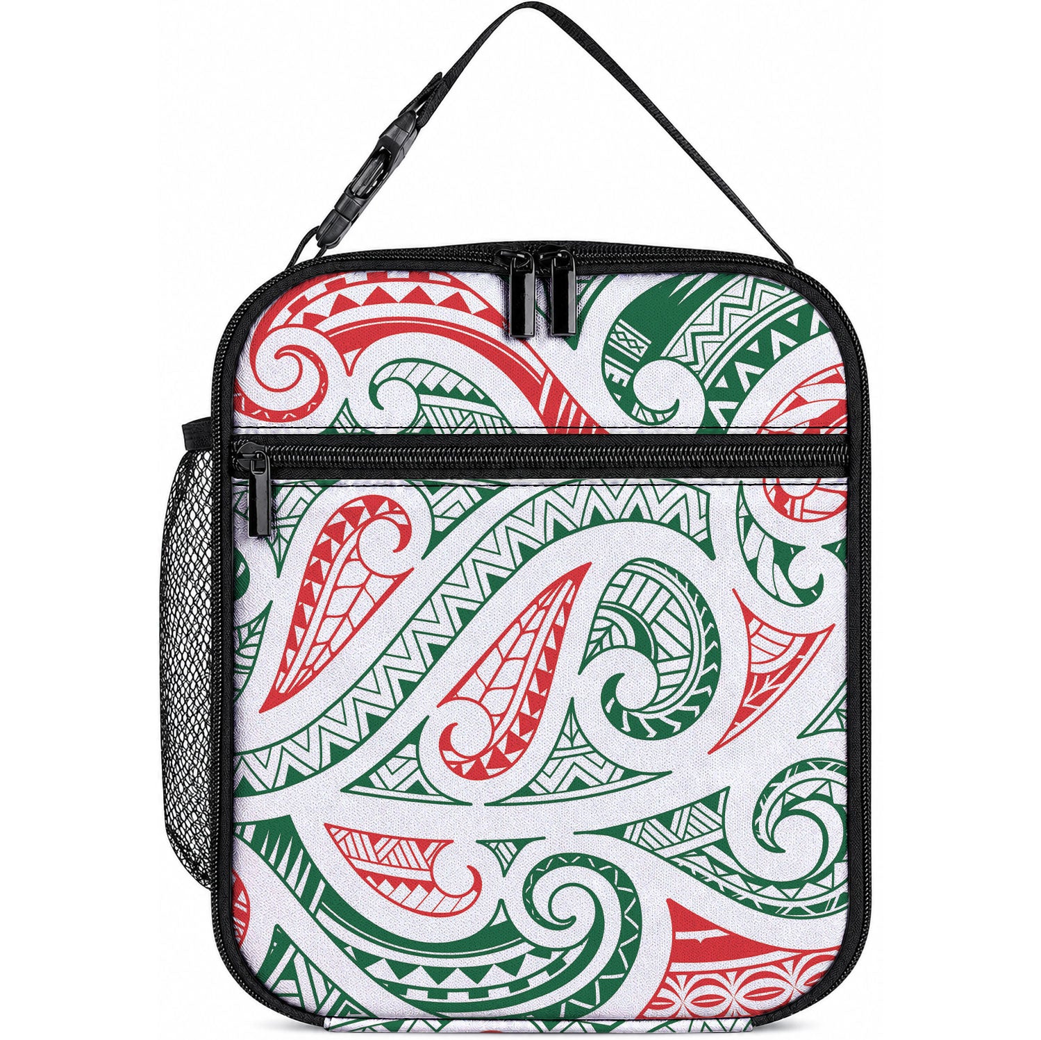 New Zealand Kowhaiwhai Christmas Lunch Bag Traditional Maori Koru Pattern LT9 10.2 × 8.3 × 4.3 inch White - Polynesian Pride