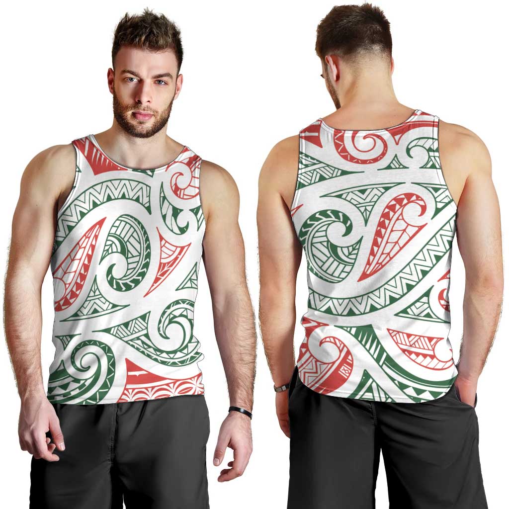 New Zealand Kowhaiwhai Christmas Men Tank Top Traditional Maori Koru Pattern - Polynesian Pride