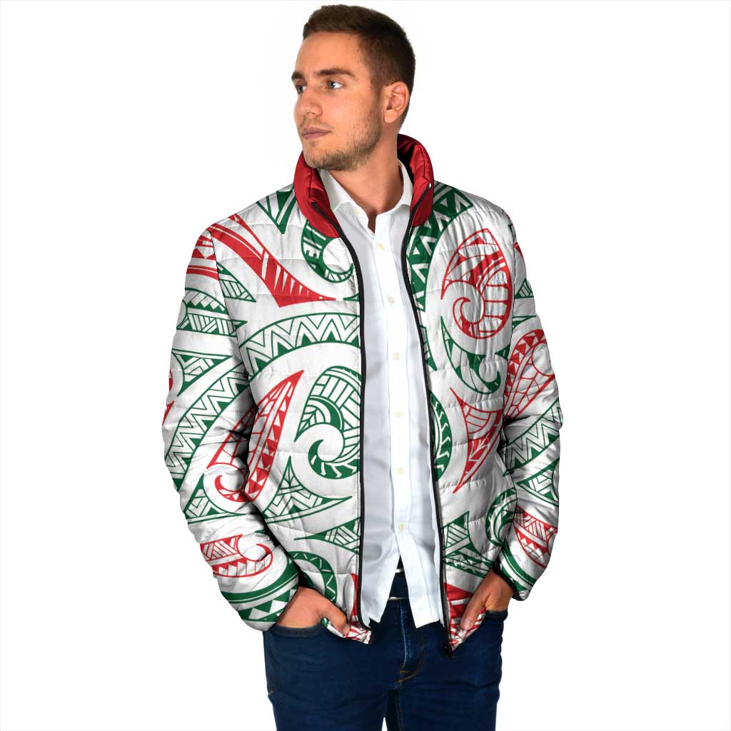 New Zealand Kowhaiwhai Christmas Padded Jacket Traditional Maori Koru Pattern - Polynesian Pride