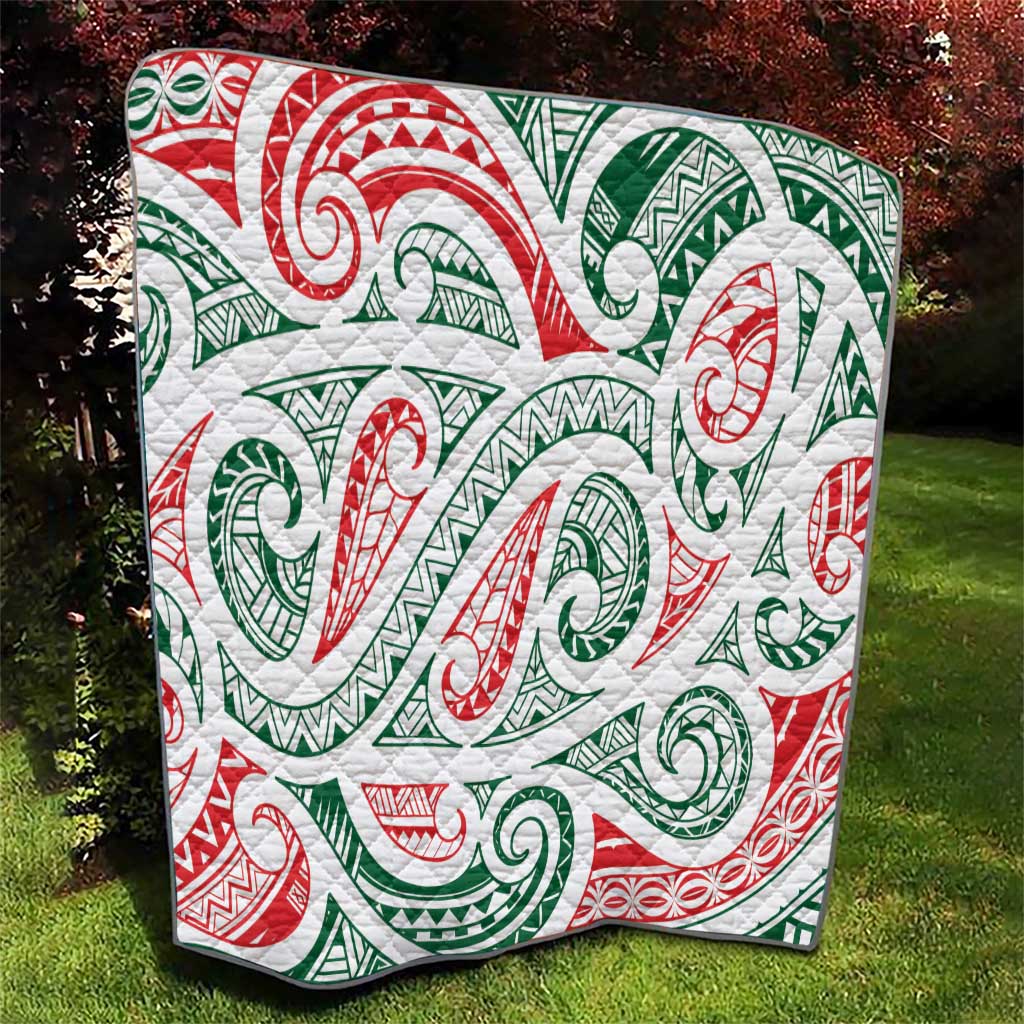 New Zealand Kowhaiwhai Christmas Quilt Traditional Maori Koru Pattern - Polynesian Pride