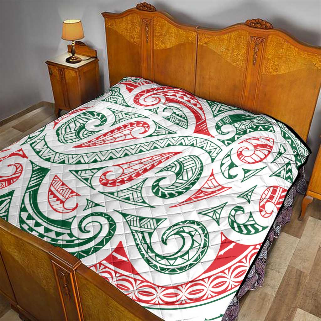 New Zealand Kowhaiwhai Christmas Quilt Traditional Maori Koru Pattern - Polynesian Pride
