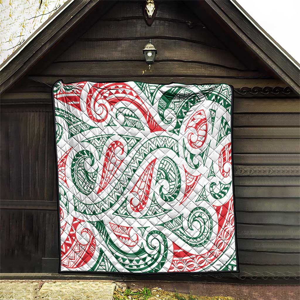 New Zealand Kowhaiwhai Christmas Quilt Traditional Maori Koru Pattern - Polynesian Pride