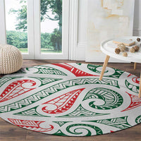 New Zealand Kowhaiwhai Christmas Round Carpet Traditional Maori Koru Pattern - Polynesian Pride
