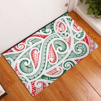 New Zealand Kowhaiwhai Christmas Rubber Doormat Traditional Maori Koru Pattern - Polynesian Pride
