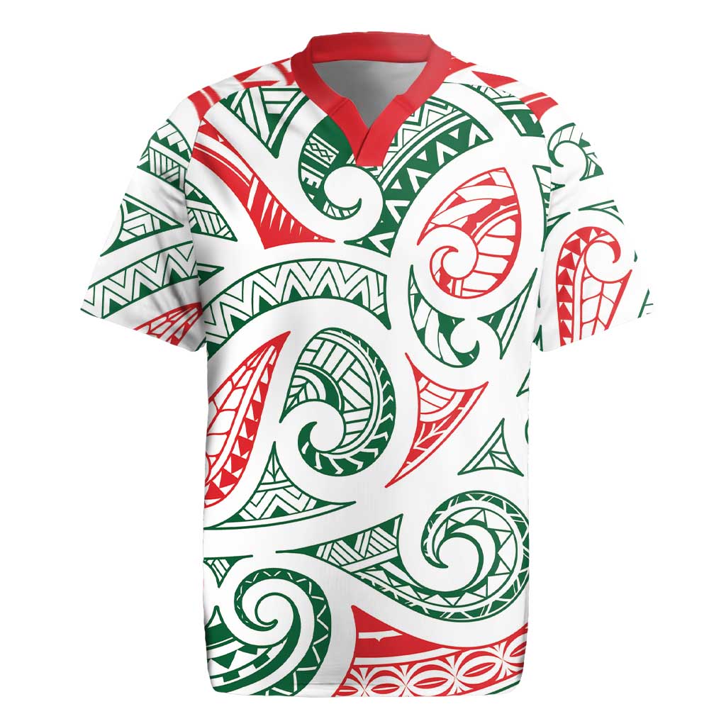 New Zealand Kowhaiwhai Christmas Rugby Jersey Traditional Maori Koru Pattern - Polynesian Pride