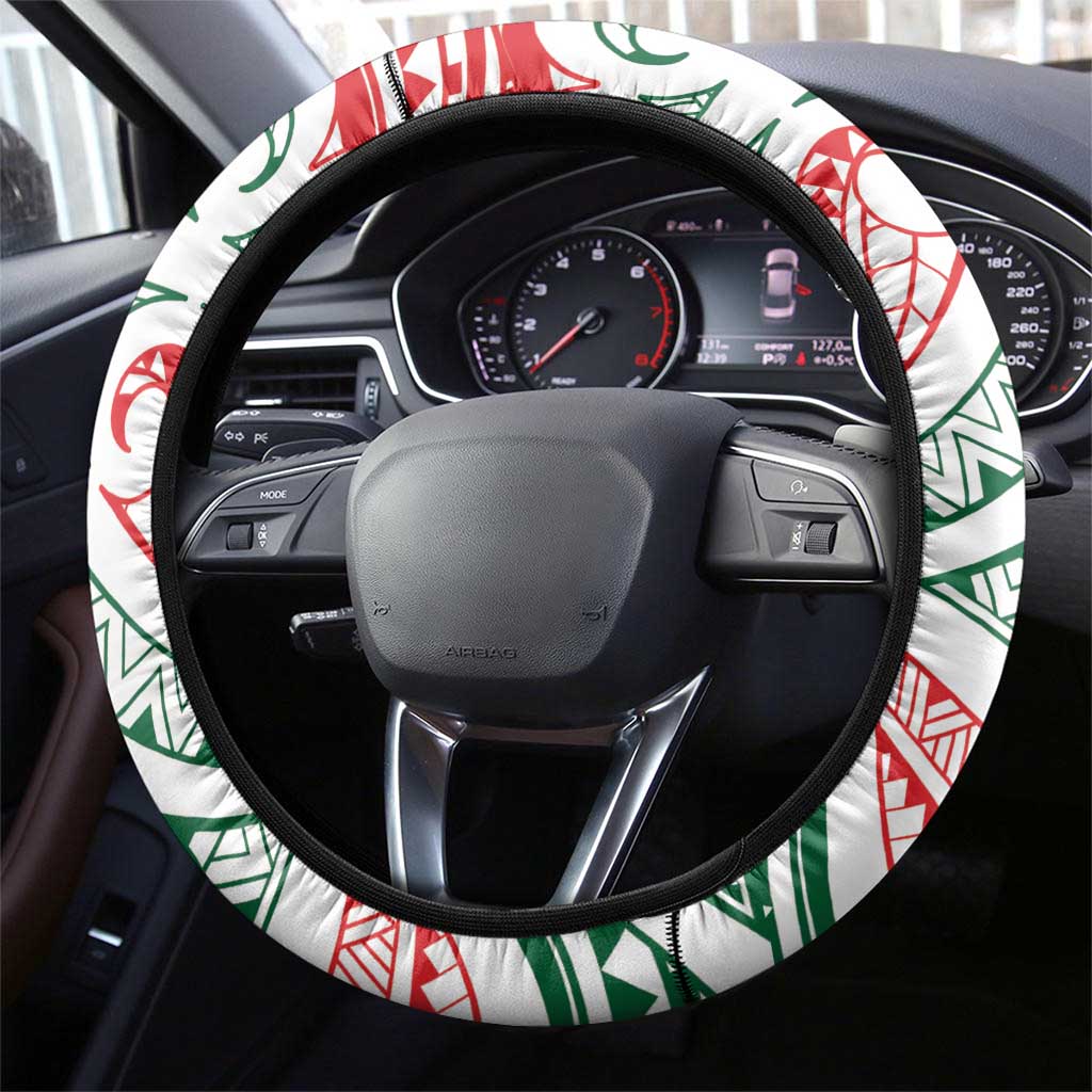 New Zealand Kowhaiwhai Christmas Steering Wheel Cover Traditional Maori Koru Pattern - Polynesian Pride