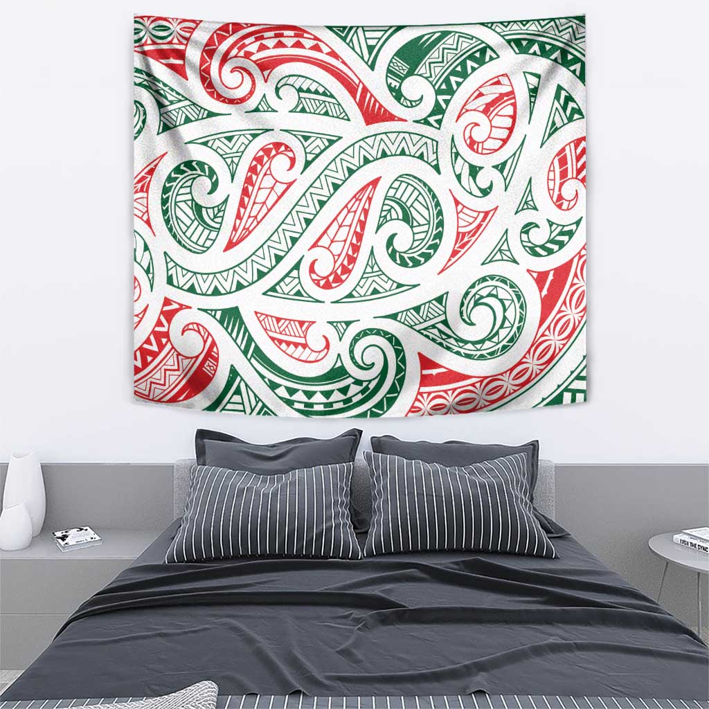 New Zealand Kowhaiwhai Christmas Tapestry Traditional Maori Koru Pattern - Polynesian Pride