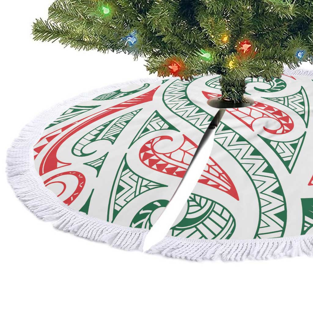 New Zealand Kowhaiwhai Christmas Tree Skirt Traditional Maori Koru Pattern - Polynesian Pride