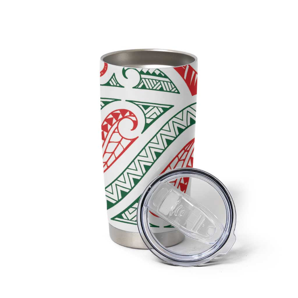 New Zealand Kowhaiwhai Christmas Tumbler Cup Traditional Maori Koru Pattern - Polynesian Pride