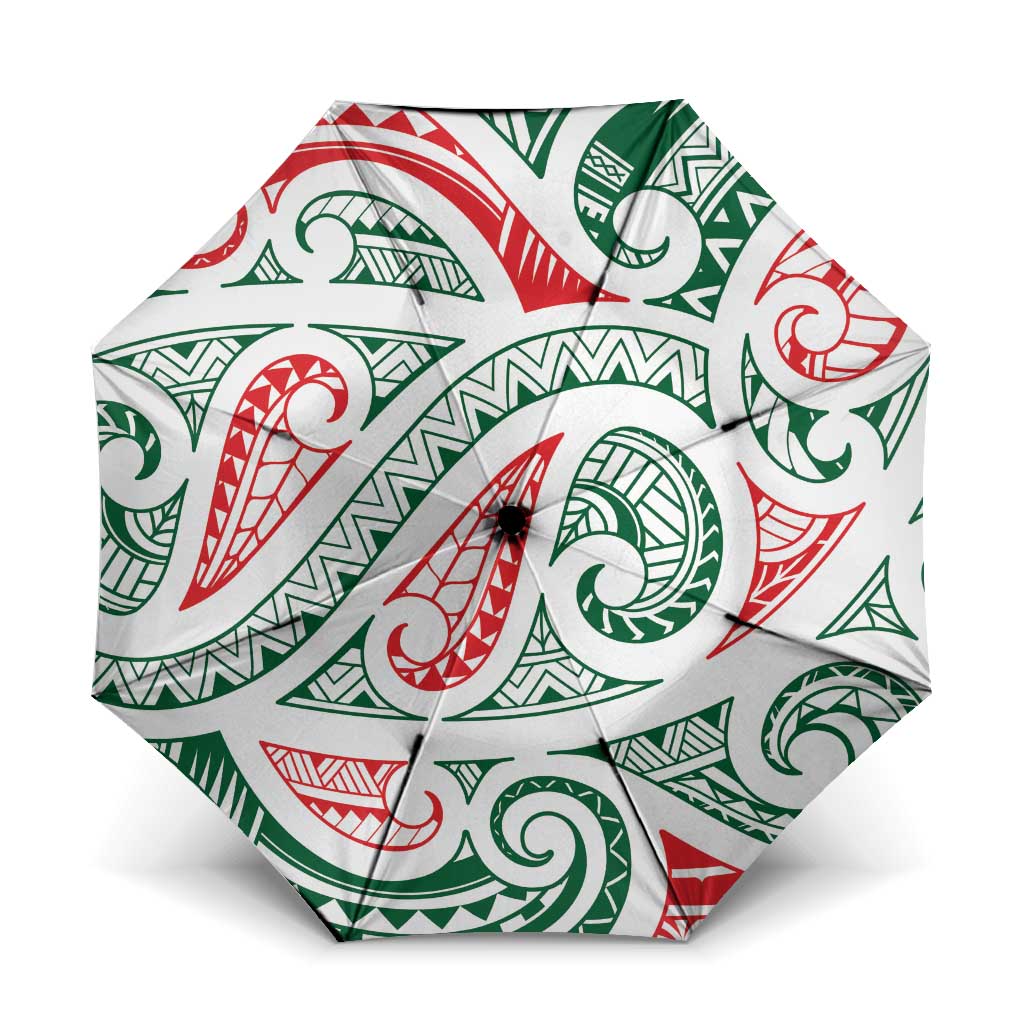 New Zealand Kowhaiwhai Christmas Umbrella Traditional Maori Koru Pattern - Polynesian Pride