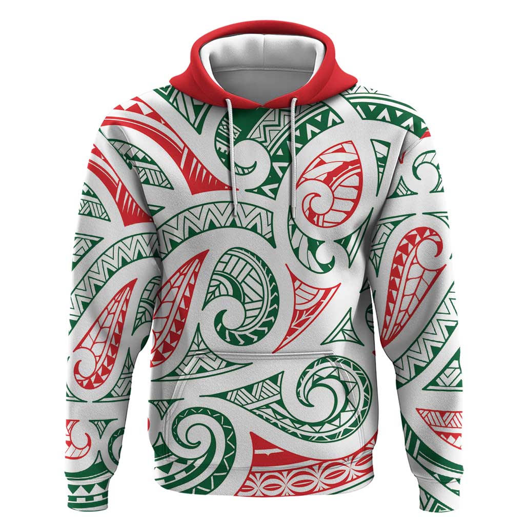 New Zealand Kowhaiwhai Christmas Zip Hoodie Traditional Maori Koru Pattern - Polynesian Pride