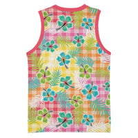 Hawaiian Palaka Basketball Jersey Hibiscus Palm Leaf Pattern - Polynesian Pride