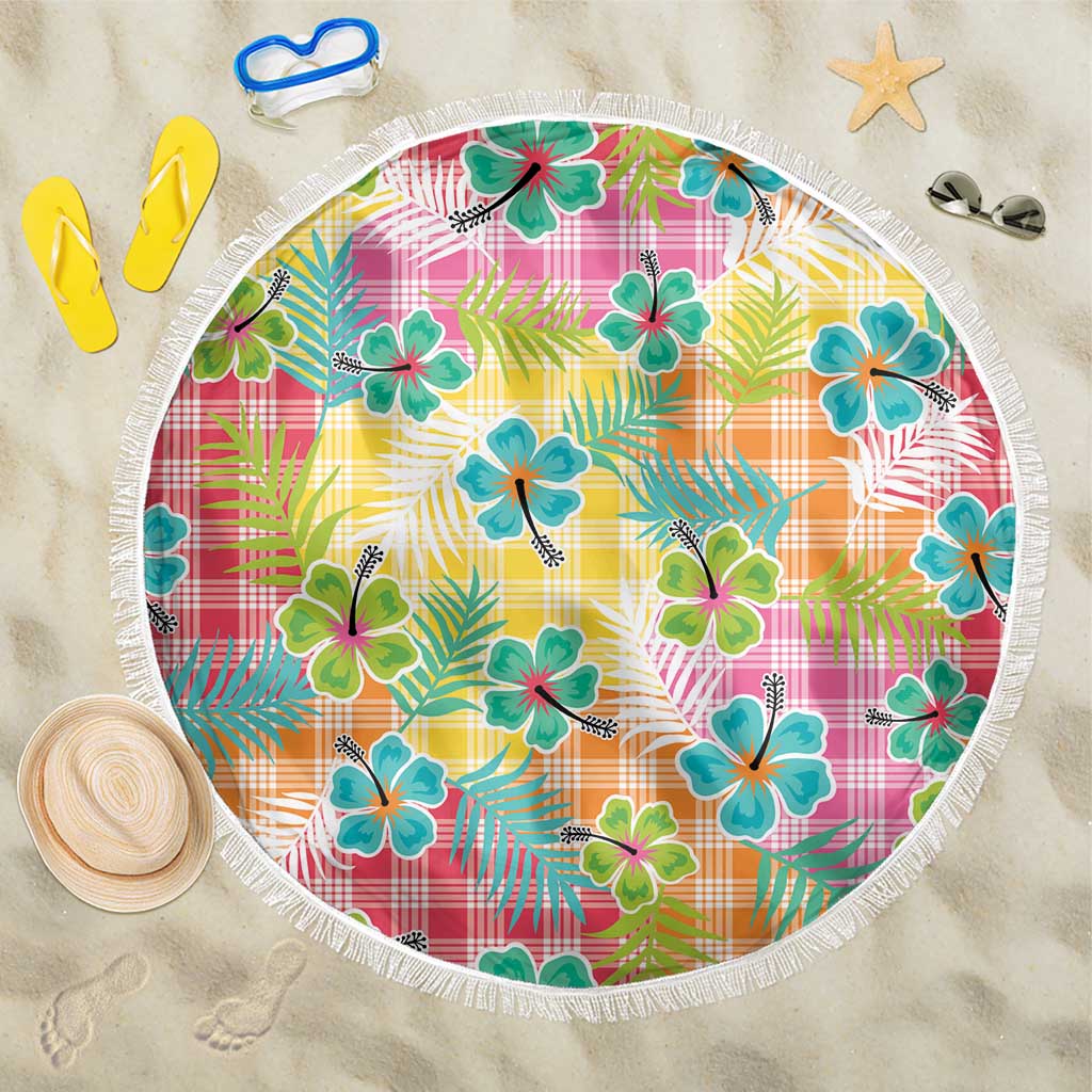 Hawaiian Palaka Beach Blanket Hibiscus Palm Leaf Pattern - Polynesian Pride