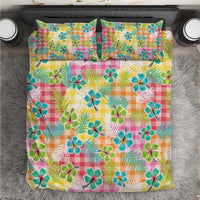 Hawaiian Palaka Bedding Set Hibiscus Palm Leaf Pattern - Polynesian Pride