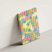 Hawaiian Palaka Canvas Wall Art Hibiscus Palm Leaf Pattern - Polynesian Pride