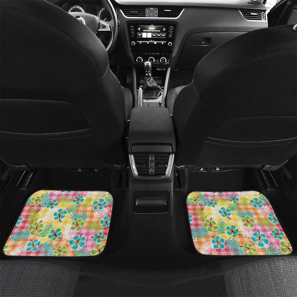 Hawaiian Palaka Car Mats Hibiscus Palm Leaf Pattern - Polynesian Pride