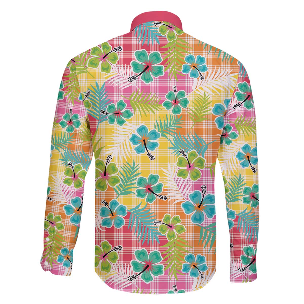 Hawaiian Palaka Family Matching Off The Shoulder Long Sleeve Dress and Hawaiian Shirt Hibiscus Palm Leaf Pattern - Polynesian Pride