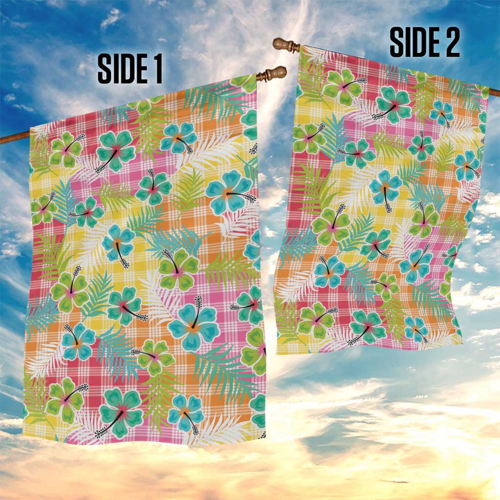 Hawaiian Palaka Garden Flag Hibiscus Palm Leaf Pattern - Polynesian Pride