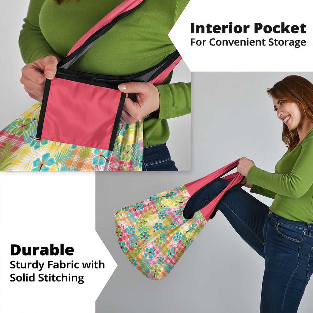 Hawaiian Palaka Grocery Bag Hibiscus Palm Leaf Pattern - Polynesian Pride