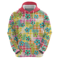 Hawaiian Palaka Hoodie Hibiscus Palm Leaf Pattern - Polynesian Pride