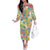 Hawaiian Palaka Off The Shoulder Long Sleeve Dress Hibiscus Palm Leaf Pattern - Polynesian Pride