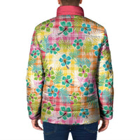 Hawaiian Palaka Padded Jacket Hibiscus Palm Leaf Pattern - Polynesian Pride
