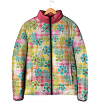 Hawaiian Palaka Padded Jacket Hibiscus Palm Leaf Pattern - Polynesian Pride