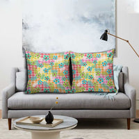 Hawaiian Palaka Pillow Cover Hibiscus Palm Leaf Pattern - Polynesian Pride