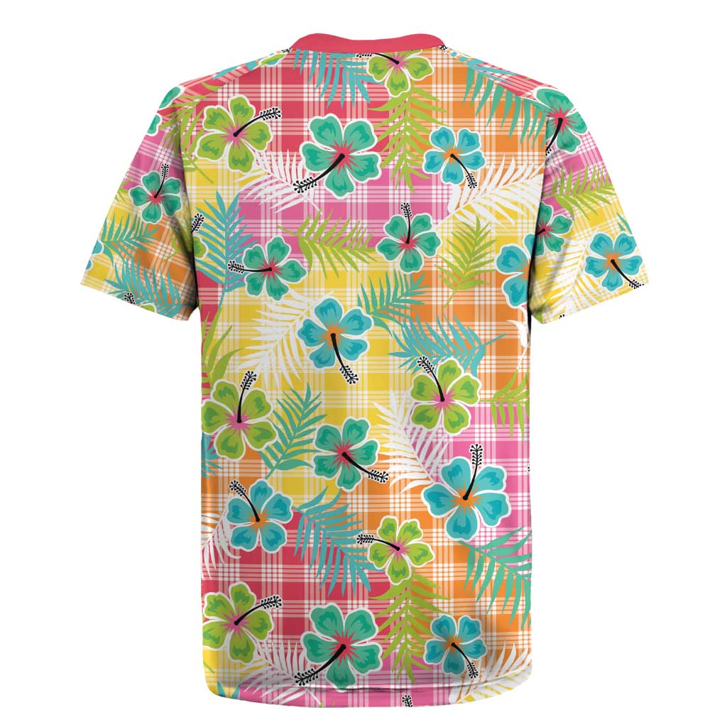 Hawaiian Palaka Rugby Jersey Hibiscus Palm Leaf Pattern - Polynesian Pride