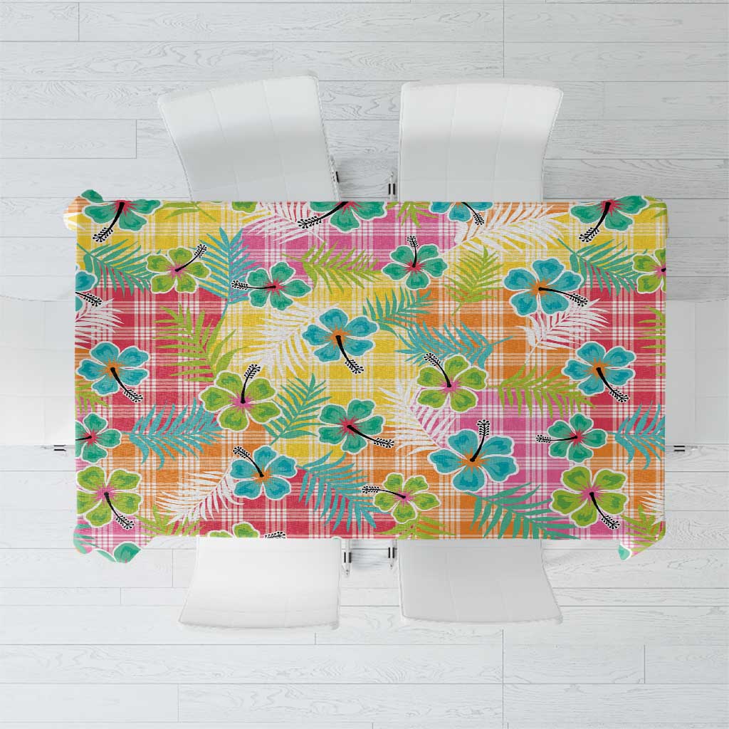 Hawaiian Palaka Tablecloth Hibiscus Palm Leaf Pattern - Polynesian Pride