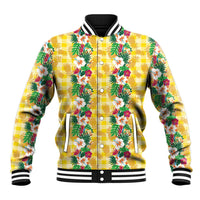 Hawaiian Palaka Baseball Jacket Hibiscus Pineapple Lei - Polynesian Pride