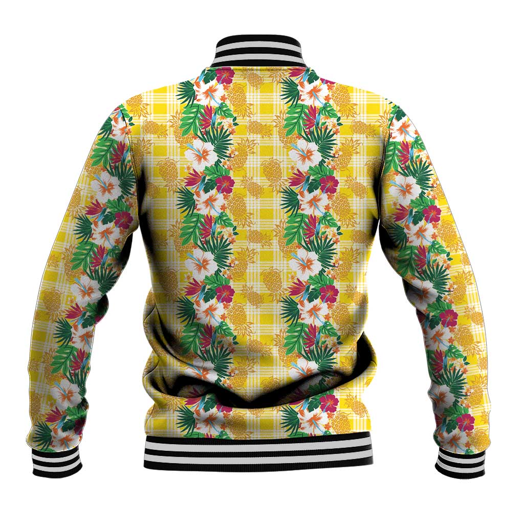 Hawaiian Palaka Baseball Jacket Hibiscus Pineapple Lei - Polynesian Pride