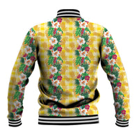 Hawaiian Palaka Baseball Jacket Hibiscus Pineapple Lei - Polynesian Pride