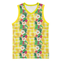 Hawaiian Palaka Basketball Jersey Hibiscus Pineapple Lei - Polynesian Pride
