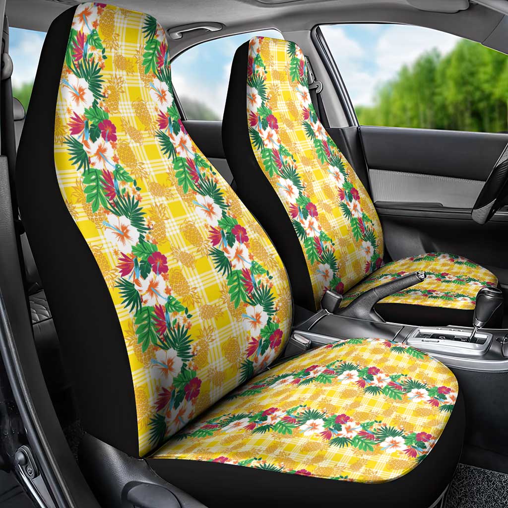 Hawaiian Palaka Car Seat Cover Hibiscus Pineapple Lei - Polynesian Pride